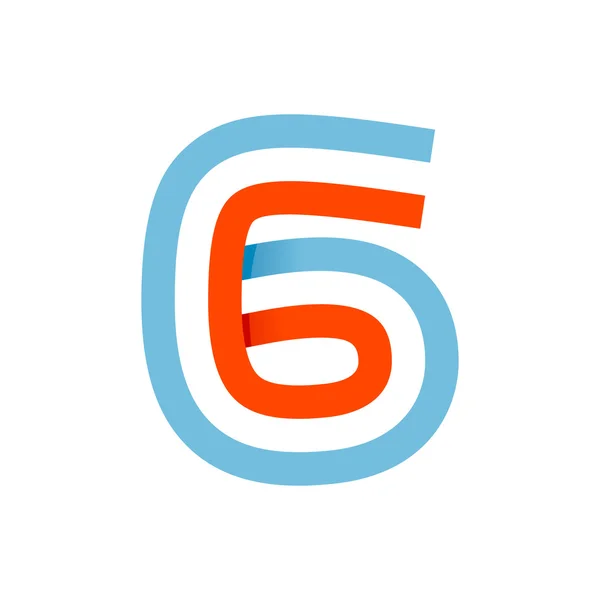 Logotipo número seis formado por líneas paralelas — Archivo Imágenes Vectoriales