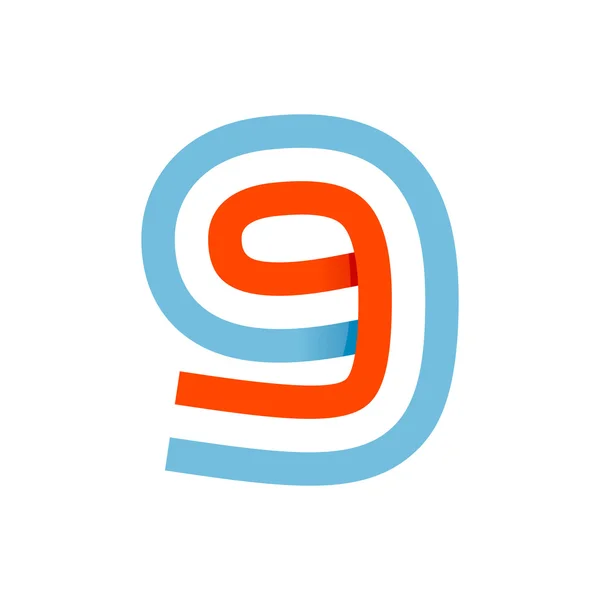 Logo numéro neuf formé par des lignes parallèles — Image vectorielle