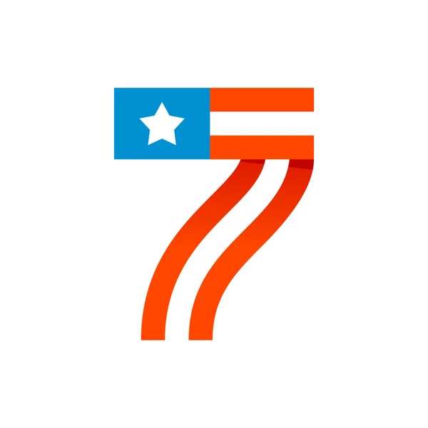 アメリカ星条旗の数 7 ロゴ. — ストックベクタ