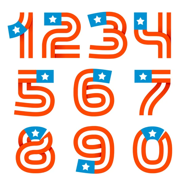 Logo zestaw liczb z amerykańskiej gwiazdy i paski. — Wektor stockowy