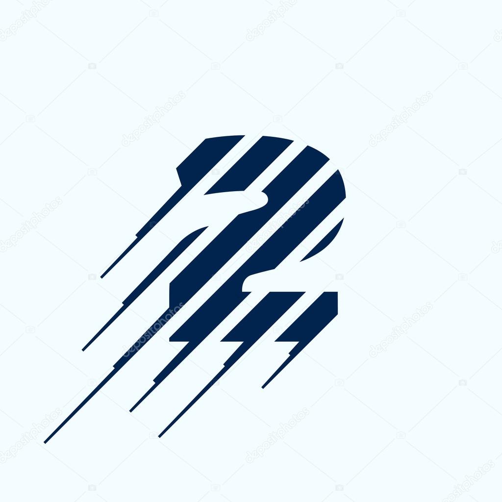 Number two logo with fast speed lines. Vector sport style typeface for sportswear, sports club, labels or posters.