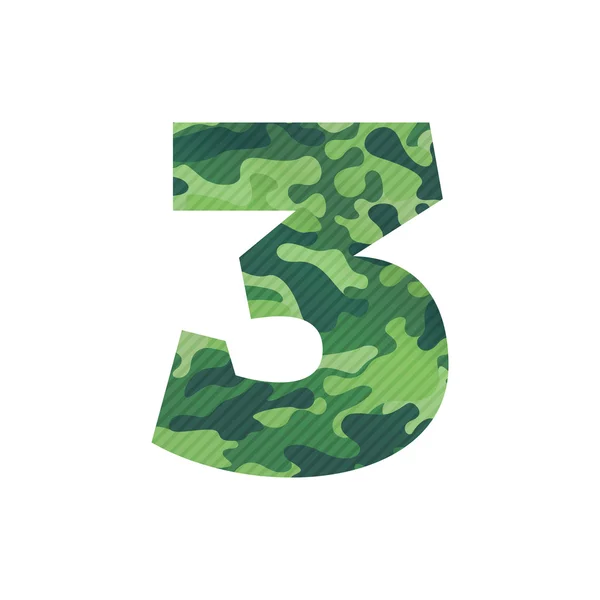 Number three logo with green camouflage. — Stock Vector