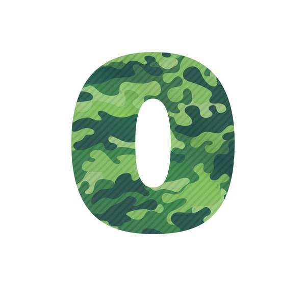 stock vector Number zero logo with green camouflage. 