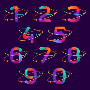 Numaralarını logolar atomları ile yörünge satırları ayarlayın..