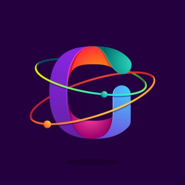 Atomlar harf G logolu satırları yörüngeler.