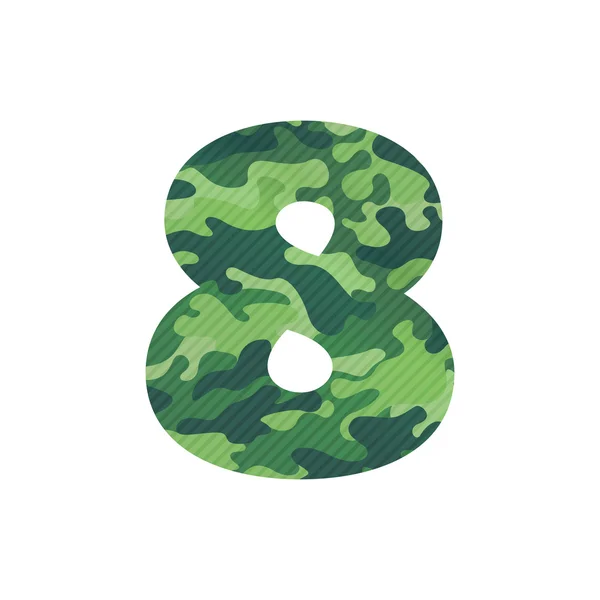 Number eight logo with green camouflage. — Stock Vector