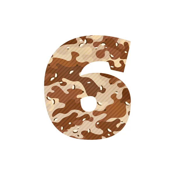 Number six logo with desert camouflage. — Stock Vector