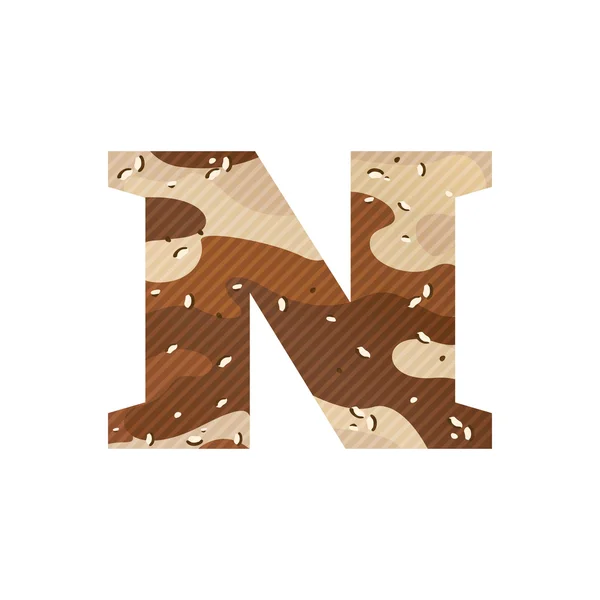 Letra N logo con camuflaje desierto . — Vector de stock