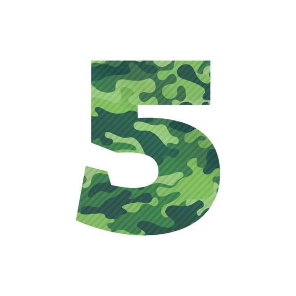 Number five logo with green camouflage. — Stock Vector