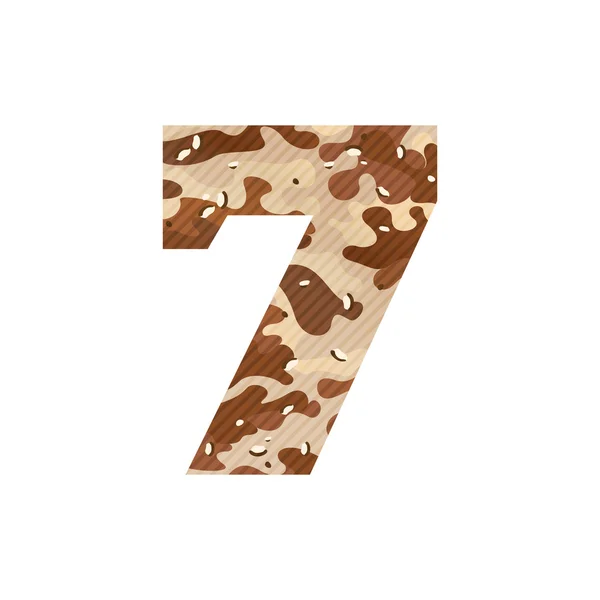 Nummer zeven logo met woestijn camouflage. — Stockvector