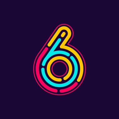 Neon çizgi ya da parmak izi tarafından kurulan 6 nolu logo. 