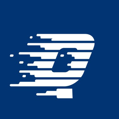 Hızlı hızlı satırları logolu harf Q. 