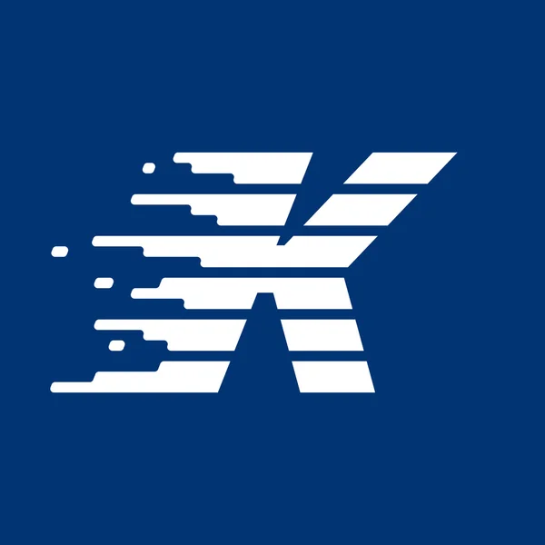 Letter K logo met hoge snelheid lijnen. — Stockvector