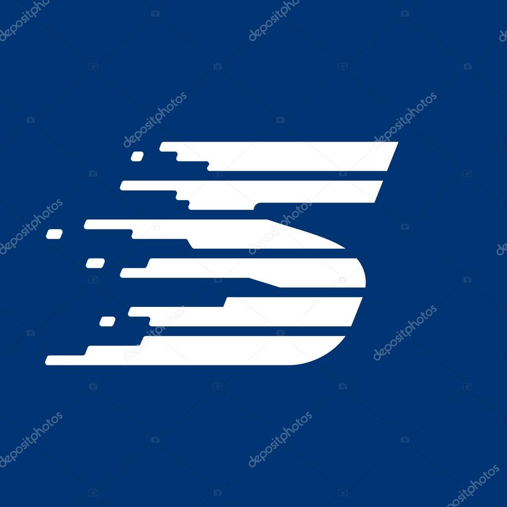 Letter S logo with fast speed lines. Vector design for sportswear, banner, card, labels or posters.
