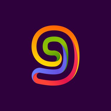 Renkli neon satırı ile oluşan 9 logosu. 