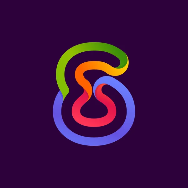 Nummer acht logo gevormd door kleurrijke neon lijn. — Stockvector
