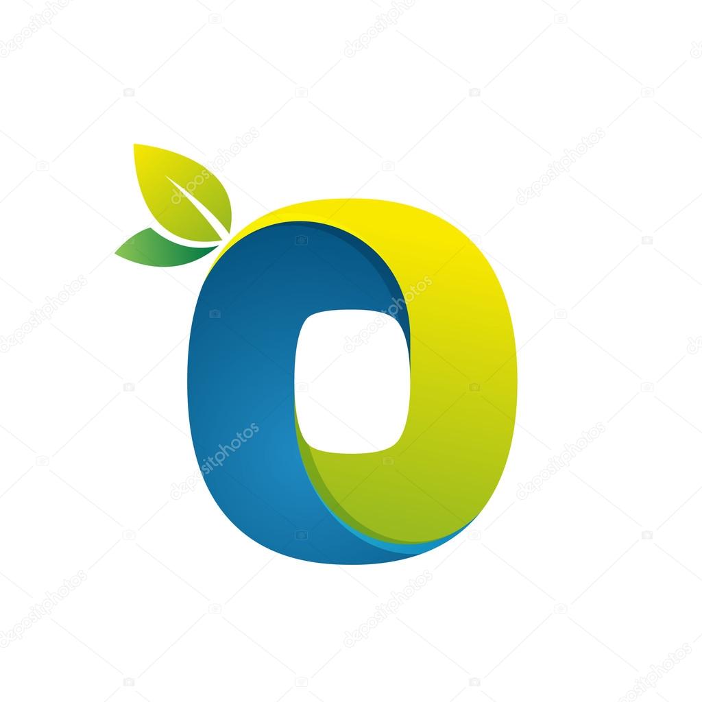 Number zero logo with green leaves. Vector design for ecology company, card, labels or posters.