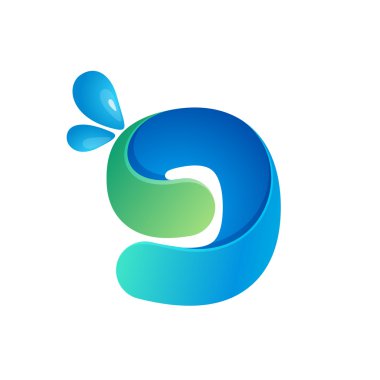 Dokuz numaralı logolu su dalgaları ve damla.