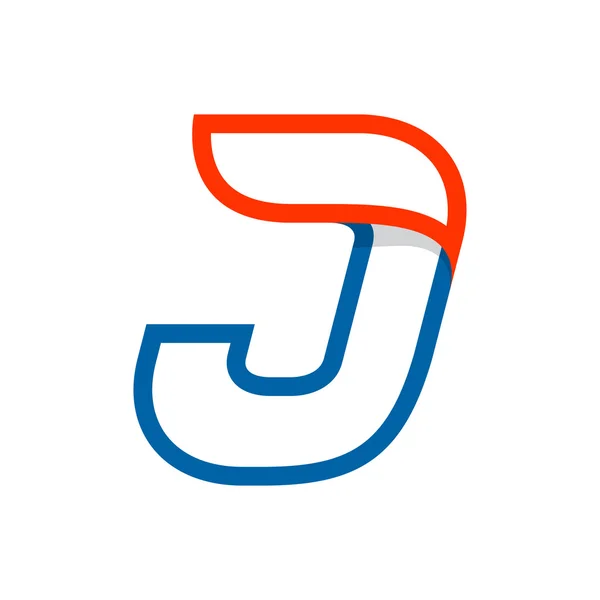 Lettera J logo con ala rossa . — Vettoriale Stock