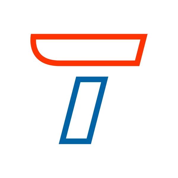 Bokstaven T-logotyp med röd vinge. — Stock vektor