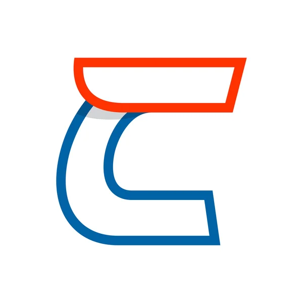Letra C logo con ala roja . — Vector de stock
