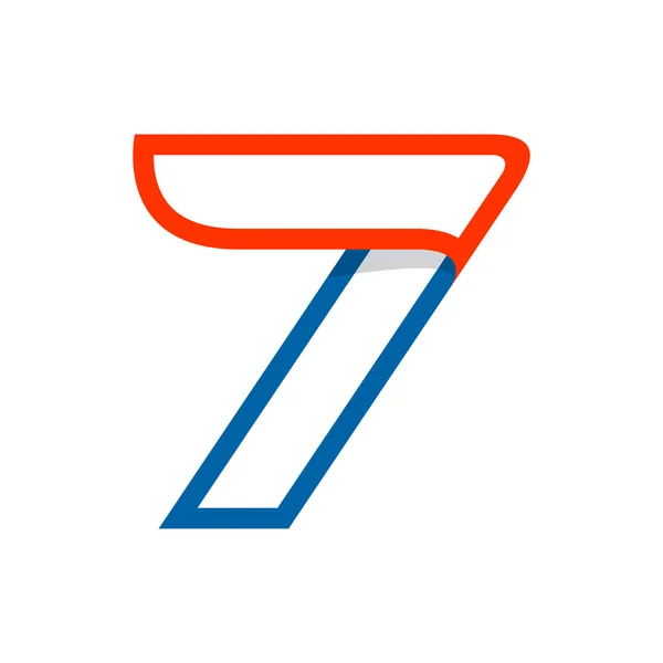 Nummer sieben Logo mit rotem Flügel. — Stockvektor
