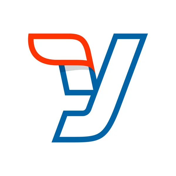 Buchstabe y Logo mit rotem Flügel. — Stockvektor