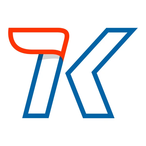 Letter K logo met rode vleugel. — Stockvector