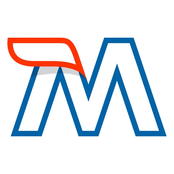 Buchstabe m Logo mit rotem Flügel. — Stockvektor