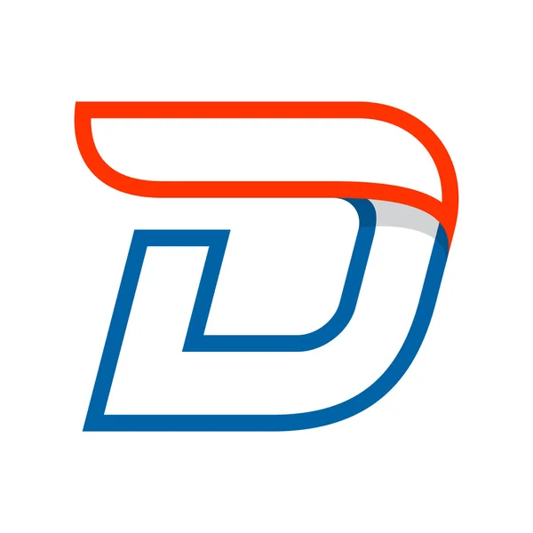 Buchstabe d Logo mit rotem Flügel. — Stockvektor