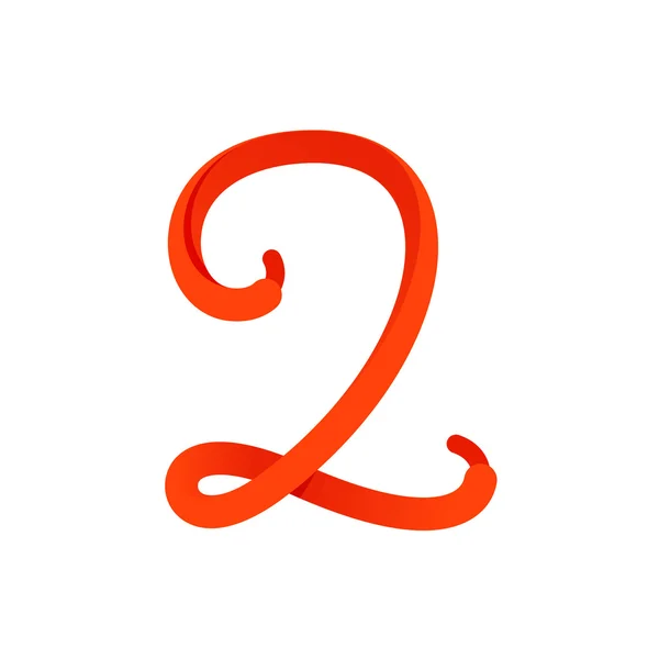 Nummer twee logo gevormd door schoen lace. — Stockvector