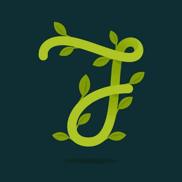 緑の葉と数 7 ロゴ. — ストックベクタ