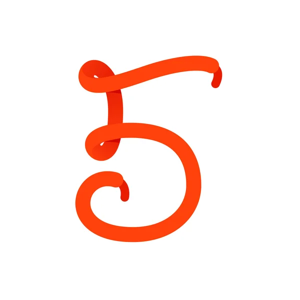 Номер п'ятий логотип, сформований взуттєвим мереживом . — стоковий вектор