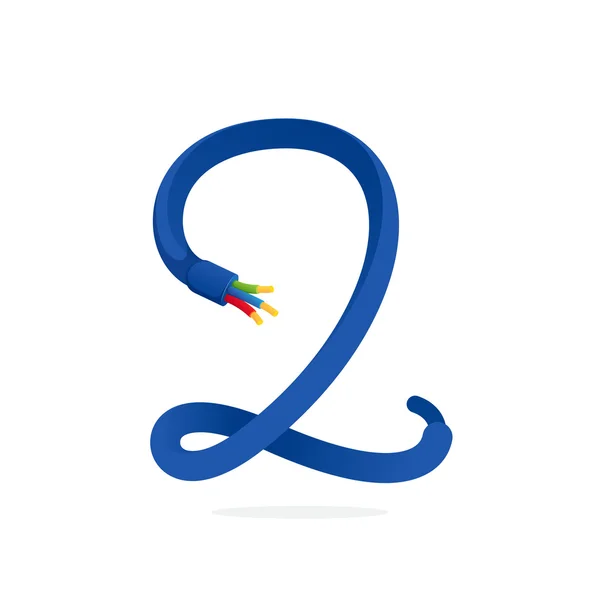 Logo numéro deux formé par un câble électrique . — Image vectorielle