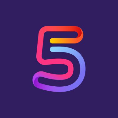 Renkli neon satırı ile oluşan beş numaralı logosu. 