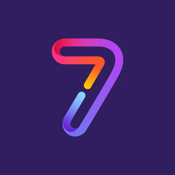Numero sette logo formato da linea colorata al neon . — Vettoriale Stock
