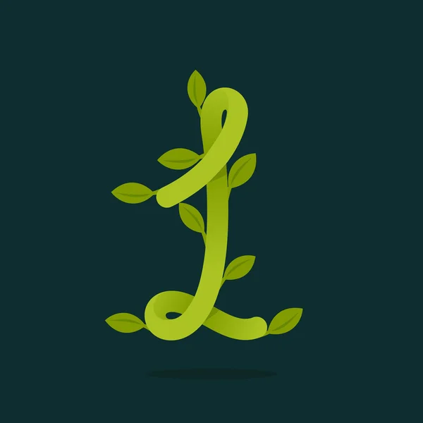 Логотип номер один з зеленим листям . — стоковий вектор