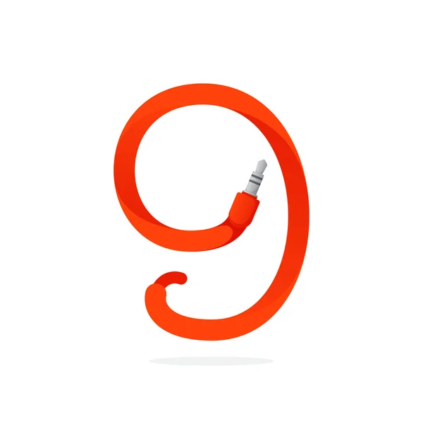 Logotipo número nove formado por cabo jack . — Vetor de Stock