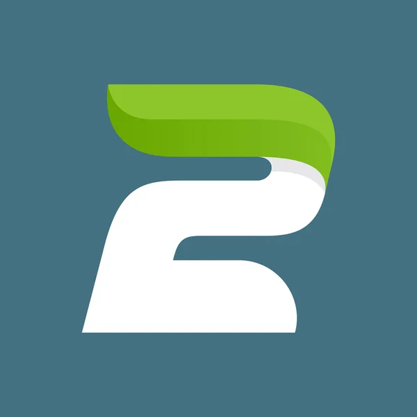 Logotipo número dois com folhas verdes velocidade . — Vetor de Stock