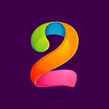 İki numaralı logo komik renkli tarzı.