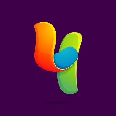 Dört numaralı logo komik renkli tarzı.