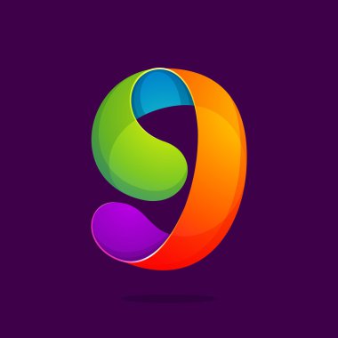 Komik renkli stil 9 logo.
