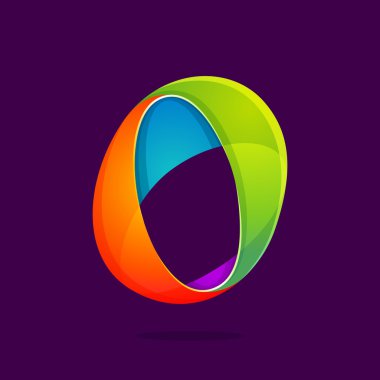 Komik renkli stil numarası sıfır logo.