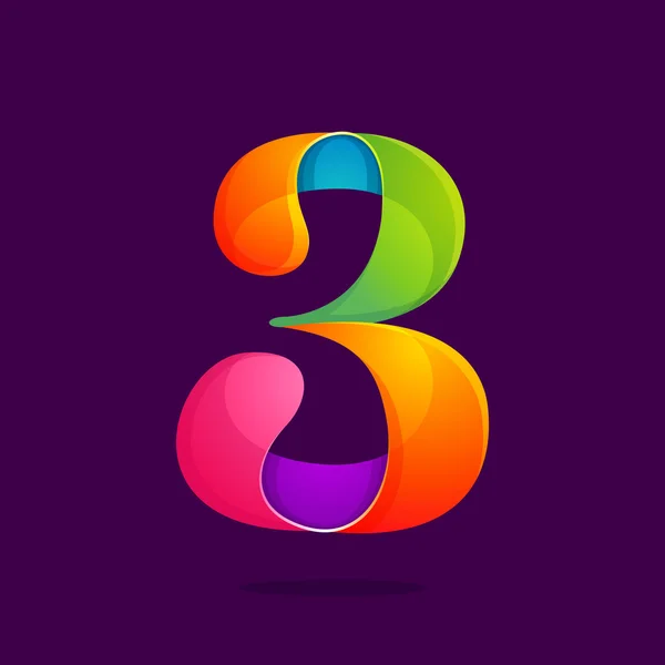 Номер третій логотип в кумедному барвистому стилі . — стоковий вектор