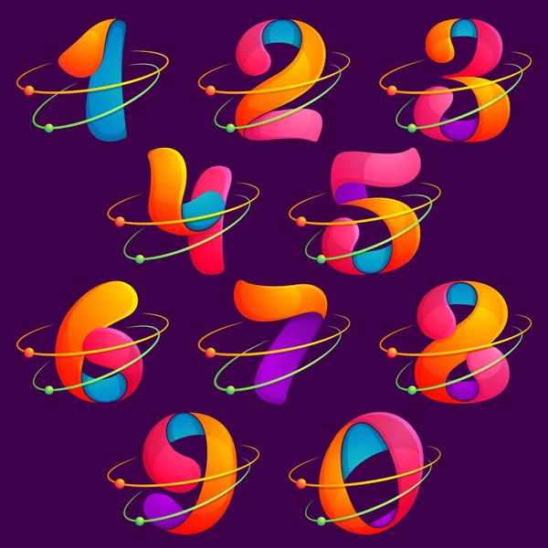 Logotipos de conjuntos de números con órbitas de átomos . — Archivo Imágenes Vectoriales
