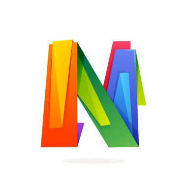 N harfi logo düşük Poli tarzı.