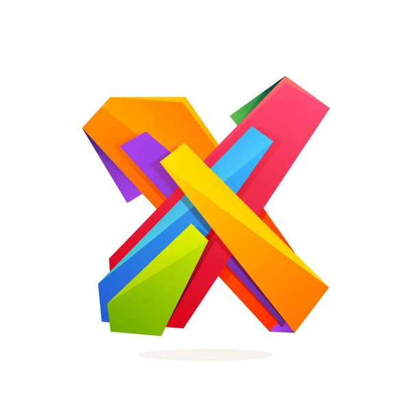 Písmeno X logo ve stylu nízkou poly. — Stockový vektor