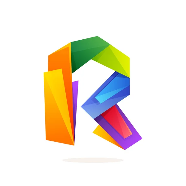 Litera R logo w stylu low poly. — Wektor stockowy