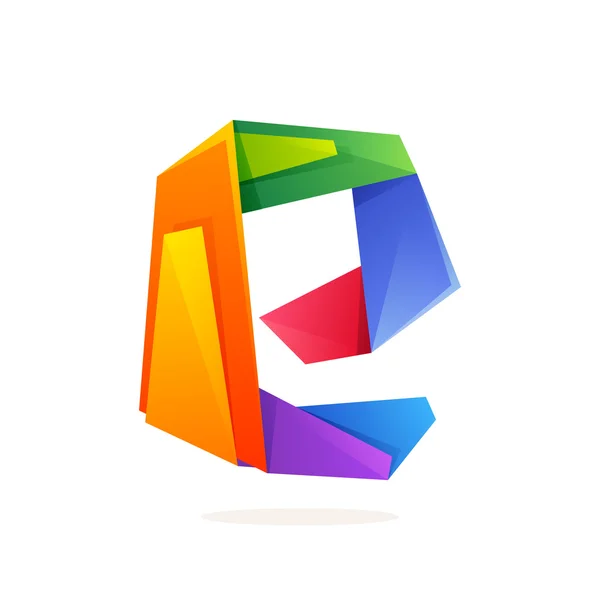 Letter E-logo in de stijl van de laag poly. — Stockvector