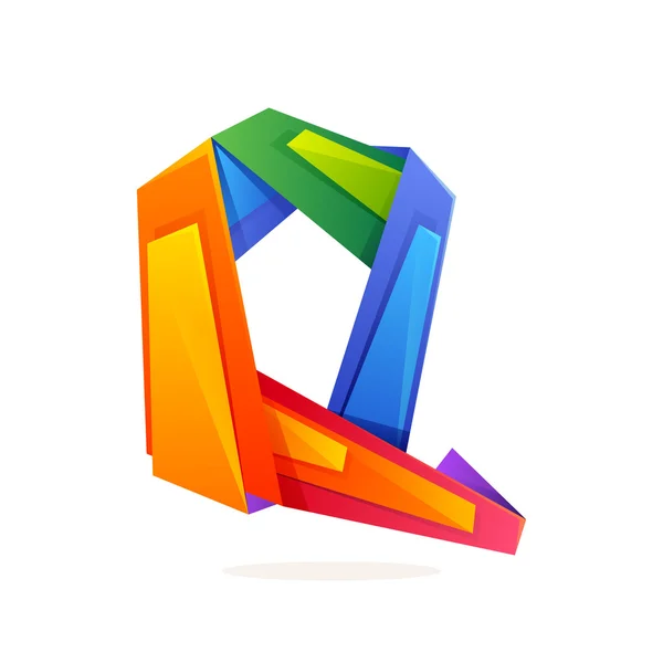 Letra Q logo en estilo polivinílico bajo . — Vector de stock